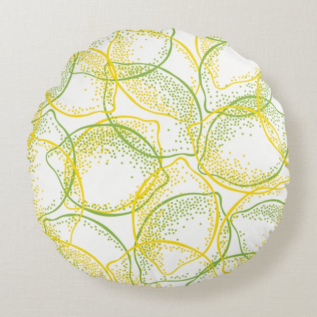 Coussins Ronds Citrons et Limes : Motif frais. (Devant)