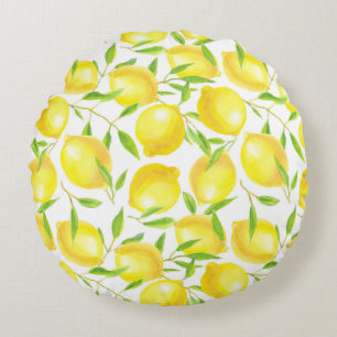 Coussins Ronds Citrons et motif feuille