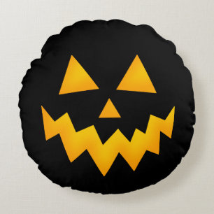 Coussins Ronds Citrouille brillant de Jack-o'-lantern Halloween n
