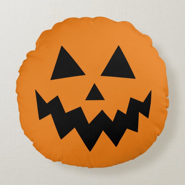 Coussins Ronds Citrouille d'Halloween orange Jack-o'-lantern (Devant)