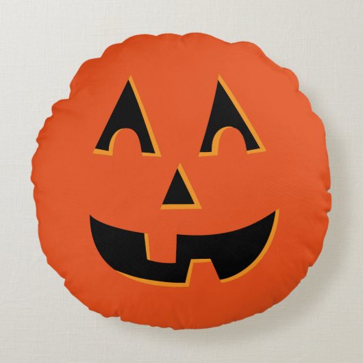 Coussins Ronds Citrouille Halloween Jack-o'-lantern (Devant)