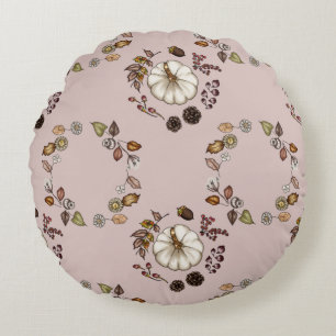 Coussins Ronds Citrouille rustique et feuilles d'automne Motif de