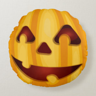 Coussins Ronds Citrouille sculpté souriant design Halloween