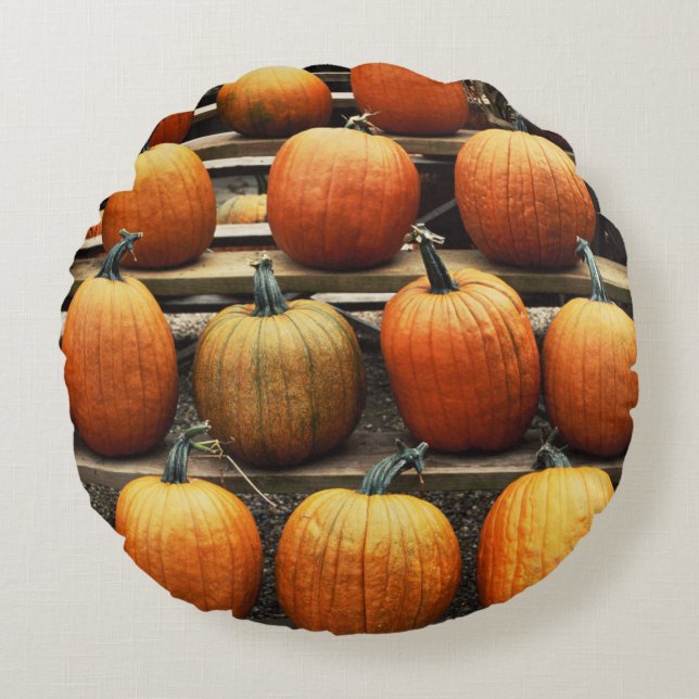 Coussins Ronds Citrouilles d'automne (Devant)