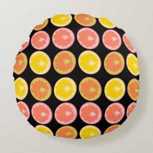 Coussins Ronds Citrus Candy Lemon Fruit Motif