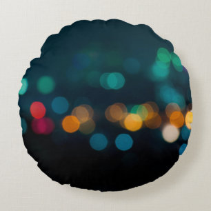 Coussins Ronds City night light flur bokeh, déconcentré backgroun