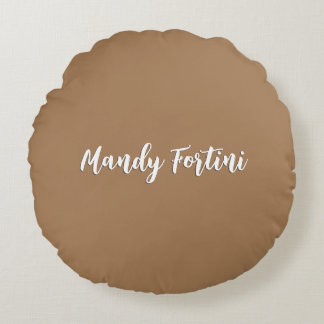 Coussins Ronds Clair Brown Plain Élégante Calligraphie minimalist