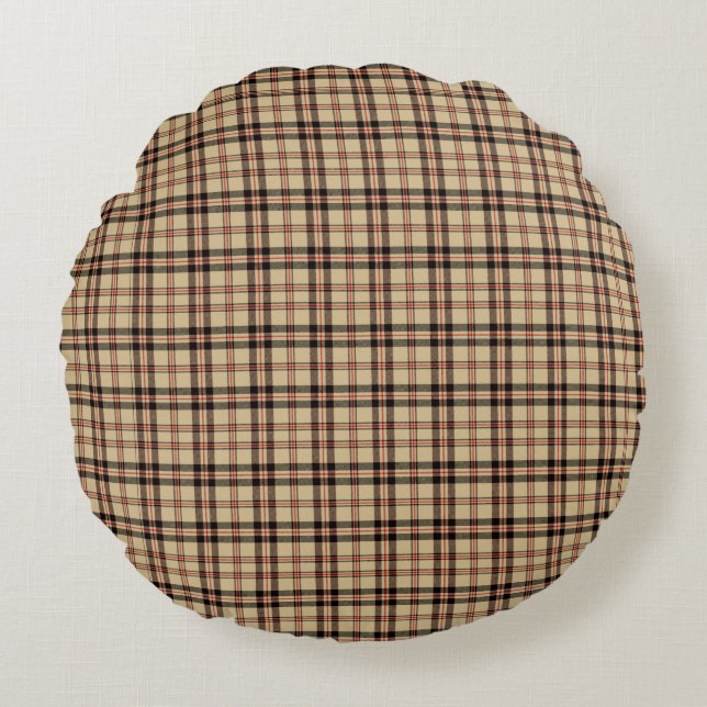 Coussins Ronds Classic Brown Beige Plaid Round Throw Pillow (Devant)