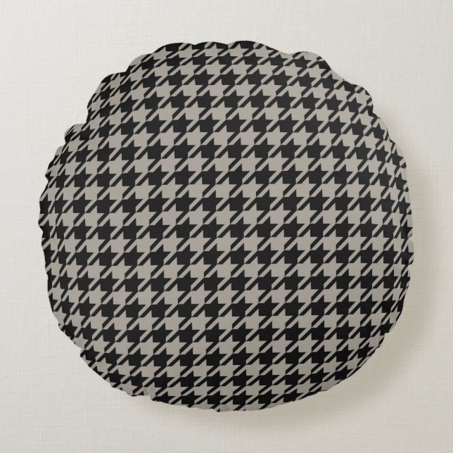 Coussins Ronds Classic Pepita Houndstooth Motif Black Grey (Devant)