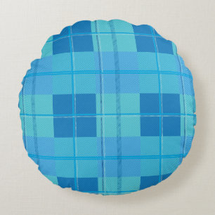 Coussins Ronds Classique esthétique carreaux bleu ciel Royal
