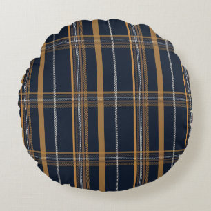 Coussins Ronds Classique esthétique carreaux de chameau Navy