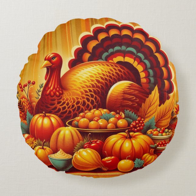 Coussins Ronds classique/vintage Thanksgiving Turquie (Devant)