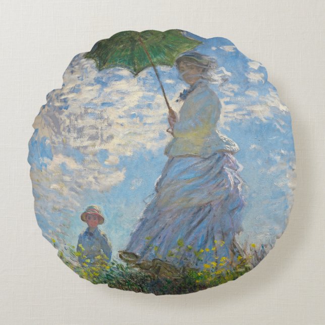 Coussins Ronds Claude Monet | Femme avec un parasol (Devant)