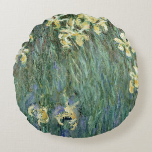 Coussins Ronds Claude Monet   les iris jaunes