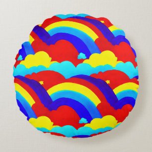 Coussins Ronds Clouds arc-en-ciel colorés Enfants Motif