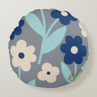 Coussins Ronds Coastal Calm Florals | Indigo & Turquoise pattern