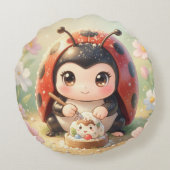 Coussins Ronds Coccinelle et le royaume de nectar caché.8 (Dos)
