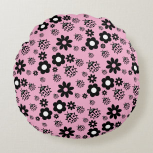 Coussins Ronds Coccinelle Rose Enfants Mignons