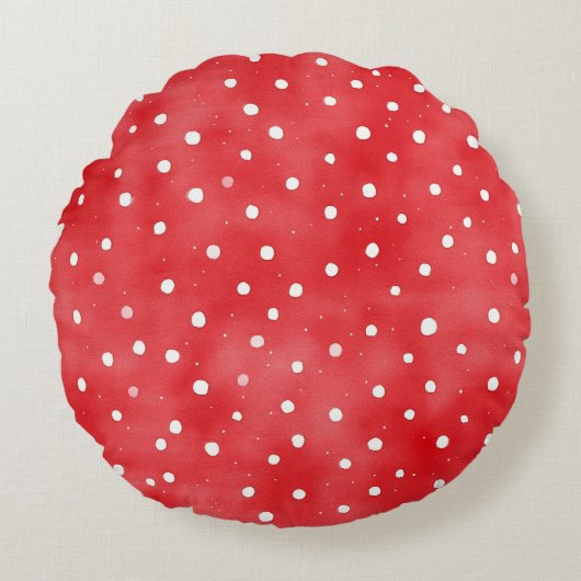 Coussins Ronds Coccinelles à points rouges et blancs (Devant)