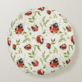 Coussins Ronds Coccinelles à points rouges et blancs (Dos)