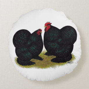 Coussins Ronds Cochins Black Bantam Paire