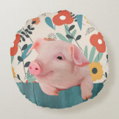 Coussins Ronds Cochon de bébé convivial | Bébé mignon animal (Dos)