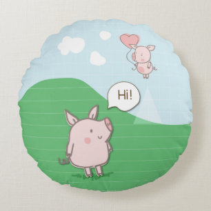 Coussins Ronds Cochon Flottant mignon Dit Bonjour