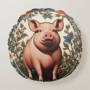 Coussins Ronds Cochon mignon inspiré de William Morris