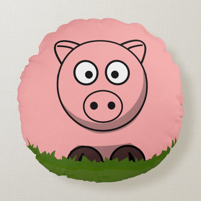 Coussins Ronds Cochon rond de bulle de dessin (Devant)