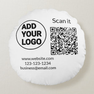 Coussins Ronds Code QR simple minimaliste ajouter un logo scanner