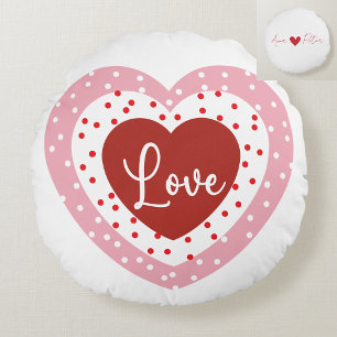 Coussins Ronds Coeur de la Saint Valentin personnalisé