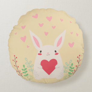 Coussins Ronds Coeur de lapin mignon valentine