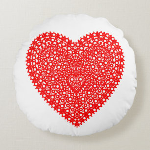 Coussins Ronds Coeur des points rouges fantaisie