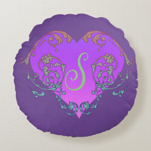 Coussins Ronds Coeur violet élégant et romantique avec de la pros