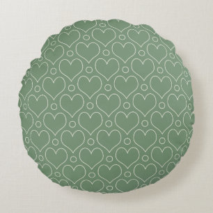 Coussins Ronds Coeurs d'amour et motif Pois en vert