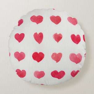 Coussins Ronds Coeurs d'aquarelle incomparable : design motif rom
