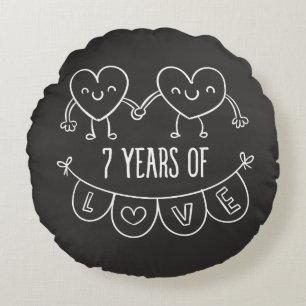 Coussins Ronds Coeurs de calèche-cadeaux du 7e anniversaire