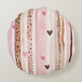 Coussins Ronds Coeurs Empreintes de léopard Brown roses Anniversa (Dos)