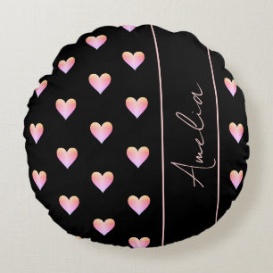 Coussins Ronds Coeurs modernes personnalisées Rose noir
