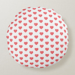 Coussins Ronds Coeurs rouges avec petits coeurs