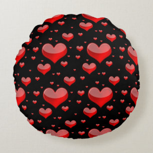 Coussins Ronds Coeurs rouges tombants (Vous Choisissez Couleur Ar