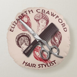 Coussins Ronds Coiffeur de coiffeur ou salon de beauté avec le