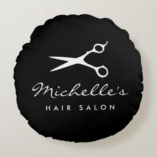 Coussins Ronds Coiffeuse ronde noire personnalisée lancer oreille (Devant)
