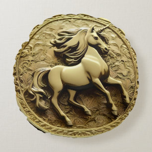 Coussins Ronds Coin Unicorne Or Rond