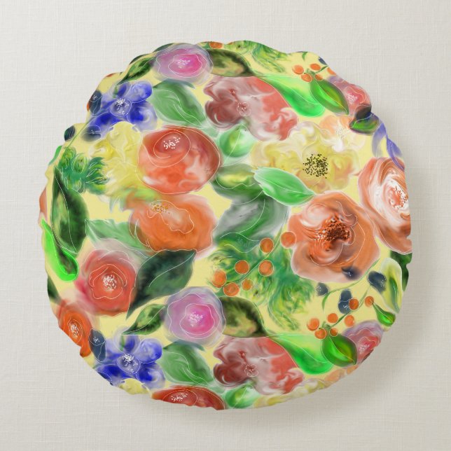 Coussins Ronds Cojin de flores (Devant)