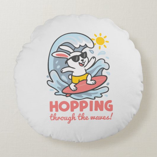 Coussins Ronds Cojín infantil con conejito surfero kawaii (Devant)