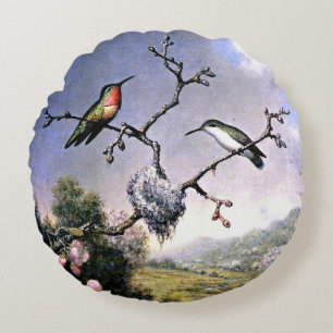 Coussins Ronds Colibris et Fleurs de Pommier