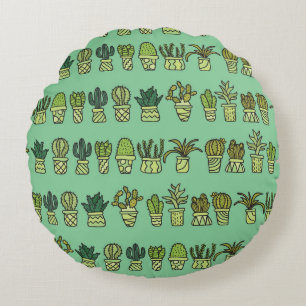 Coussins Ronds Collection Cactus : Jeu De Doodles Dessiné À La Ma