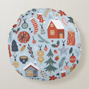 Coussins Ronds Collection de Noël d'éléments décoratifs d'hiver