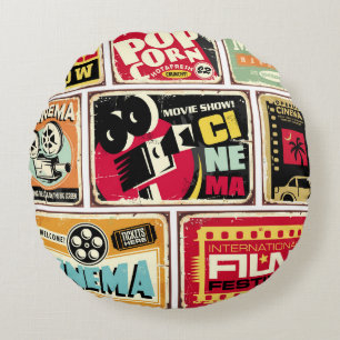 Coussins Ronds Collection de panneaux de cinéma vintage. Industri